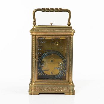 A gilt bronze carriage clock of French manufacture, the dial mark Linderoth, Stockholm, late 19th century/circa 1900.