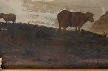 Aelbert Cuyp, follower of., Pastoral coastal landscape with figures and livestock.