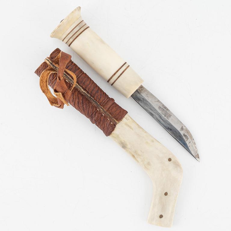 Johan Fankki, a reindeer horn knife, signed.