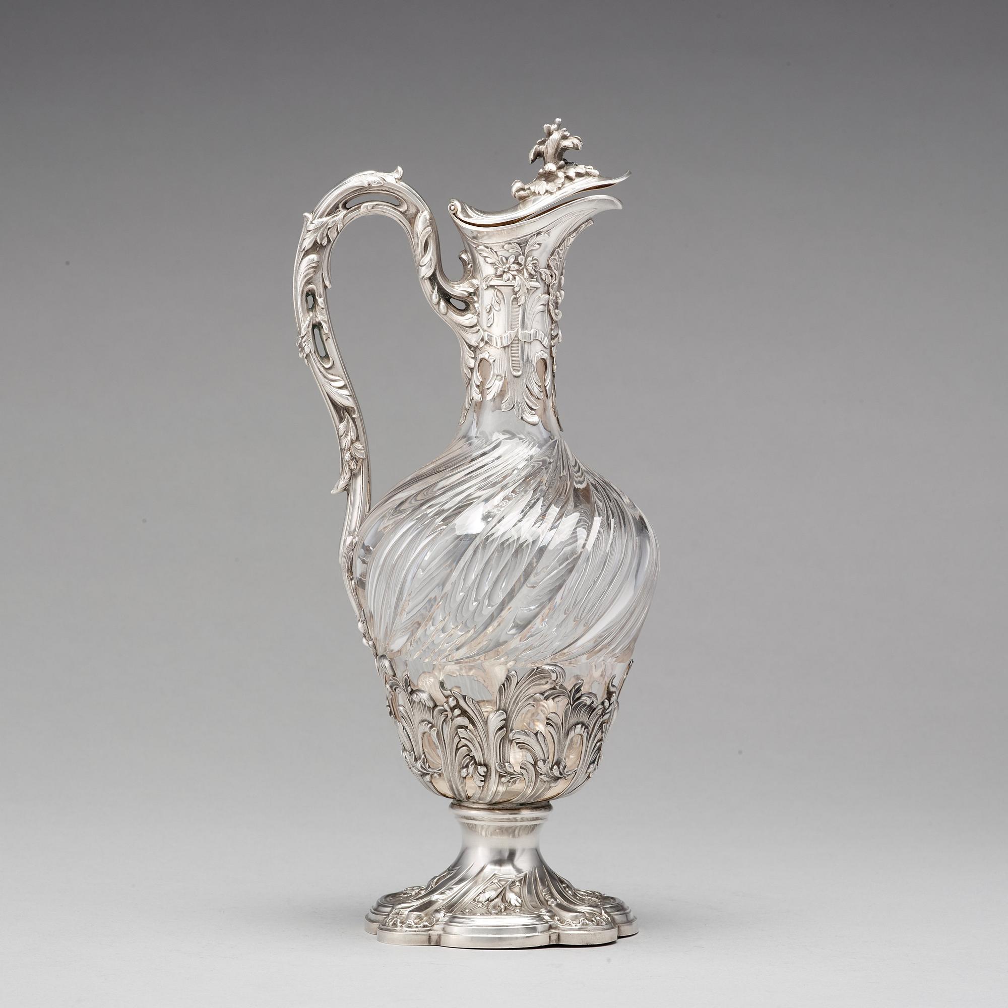 Vinkanna, Frankrike 1800-talets mitt, silver och glas.