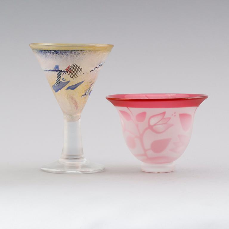SKÅL SAMT POKALGLAS, glas, Bertil Vallien, Kosta Boda.