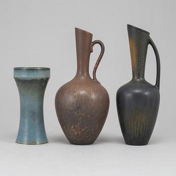 GUNNAR NYLUND, three stoneware vases, Rörstrand, Sweden 1950-60's.