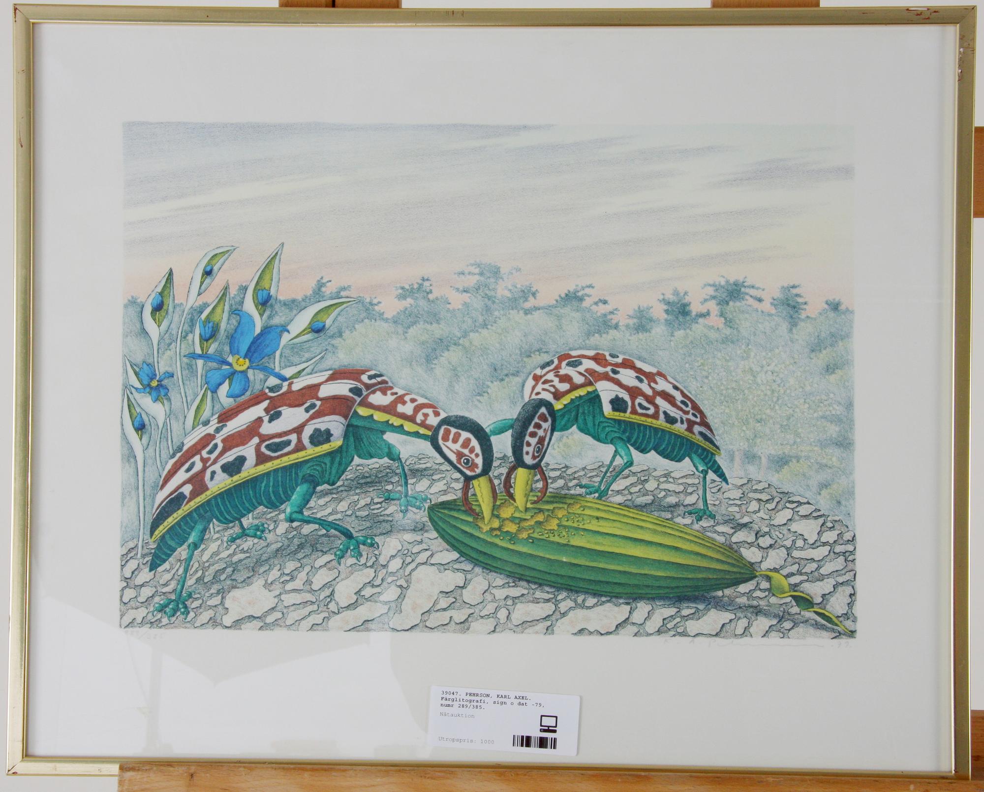 PEHRSON, KARL AXEL. Färglitografi, sign o dat -79, numr 289/385.