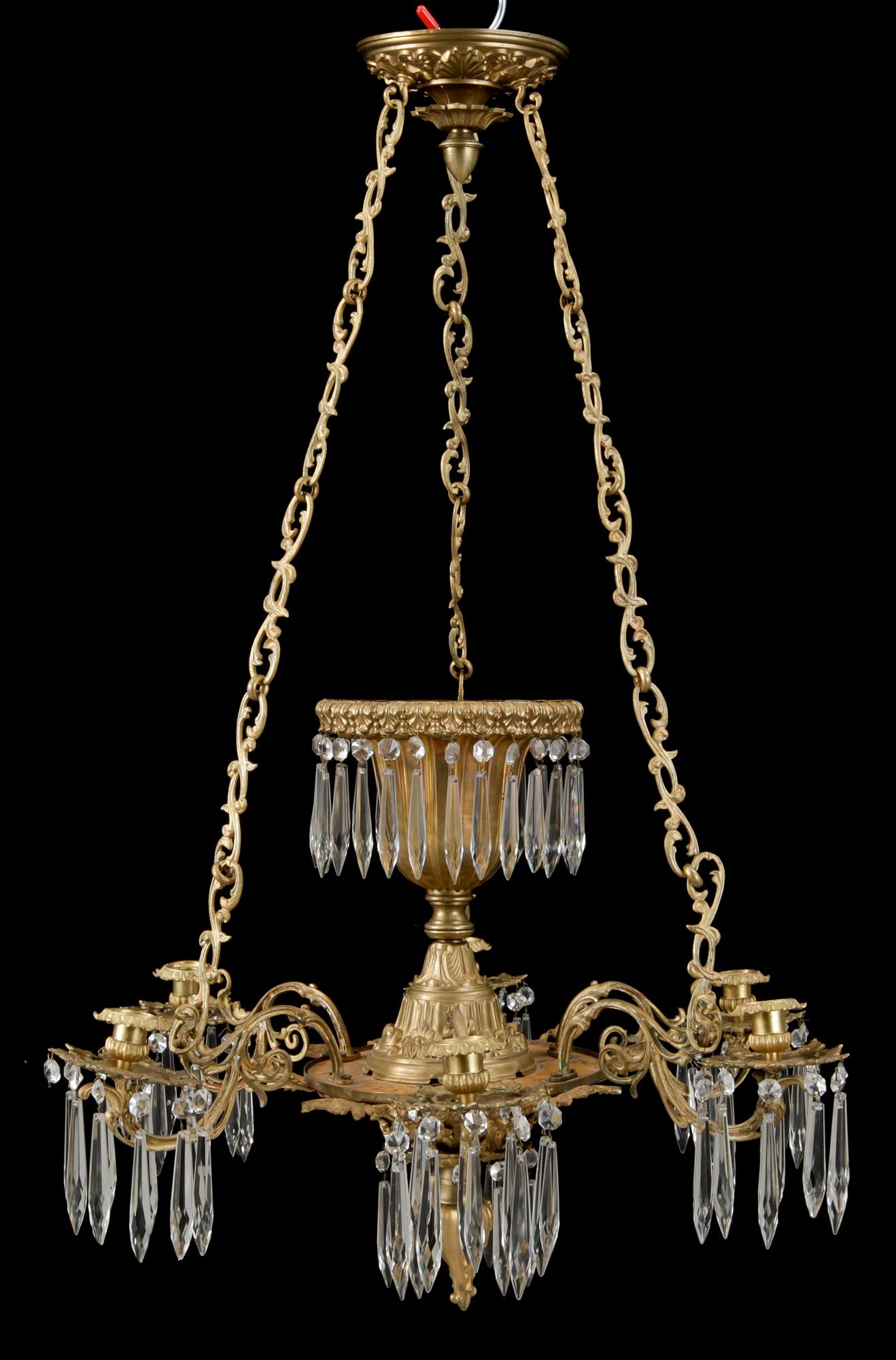 LJUSKRONA, mässing, oscariansk, 1800-talets sista kvartal. Höjd ca 110 cm.