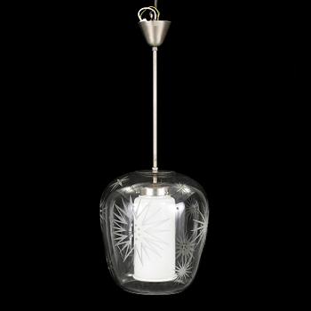 TAKLAMPA, Böhlmarks Pukebergs glasbruk, 1930-tal. Höjd 83 cm.