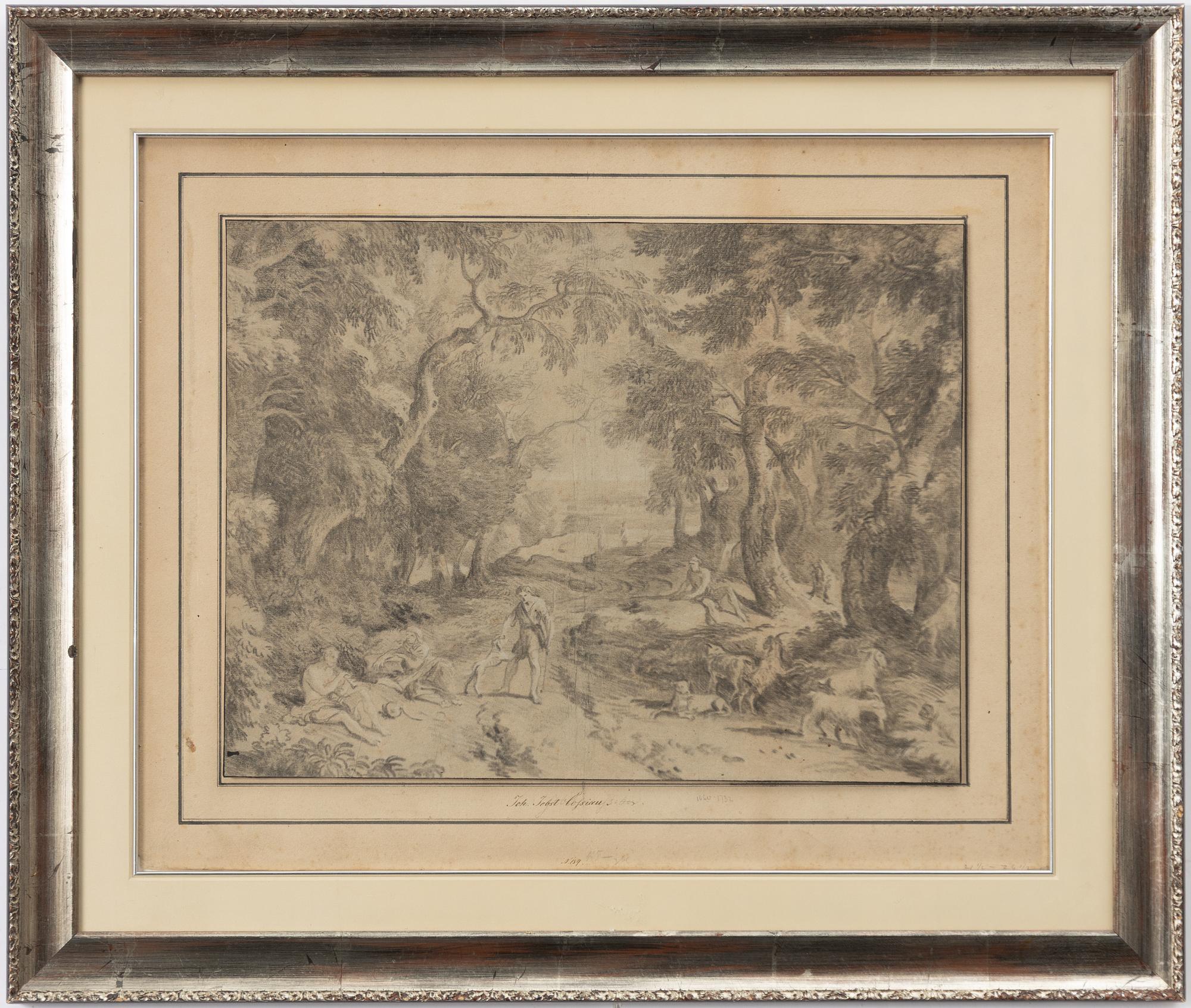 Jan Joost van Cossiau, Pastoalt landskap med vilande herdar.