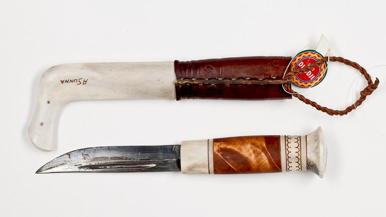 SAMEKNIV, renhorn samt björk, Anders Sunna, monogramsignerad.