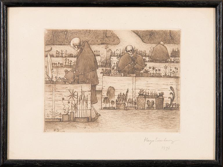 HUGO SIMBERG, etsaus, signeerattu ja päivätty 1897.