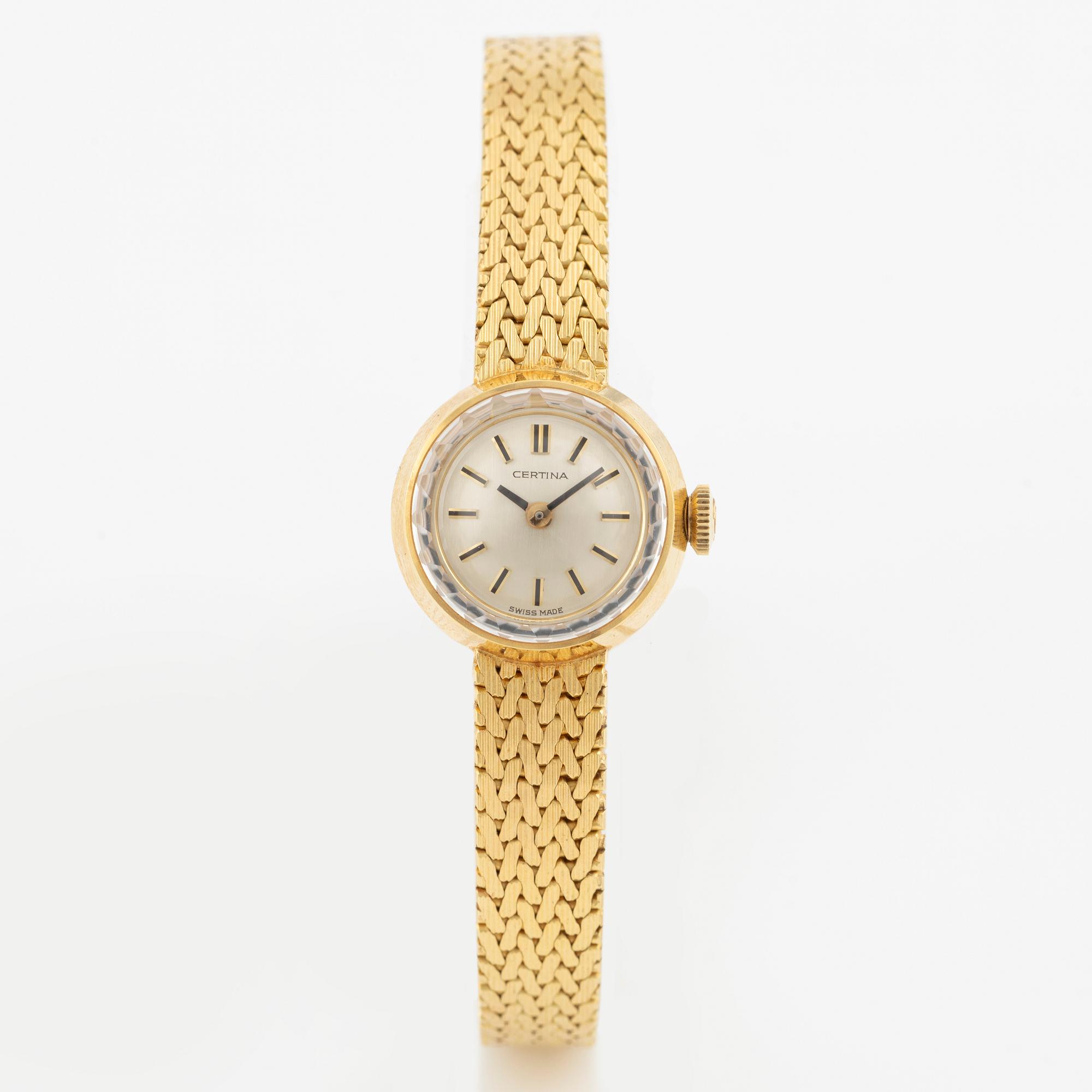 Certina, 18K gold, wristwatch, 17 mm.