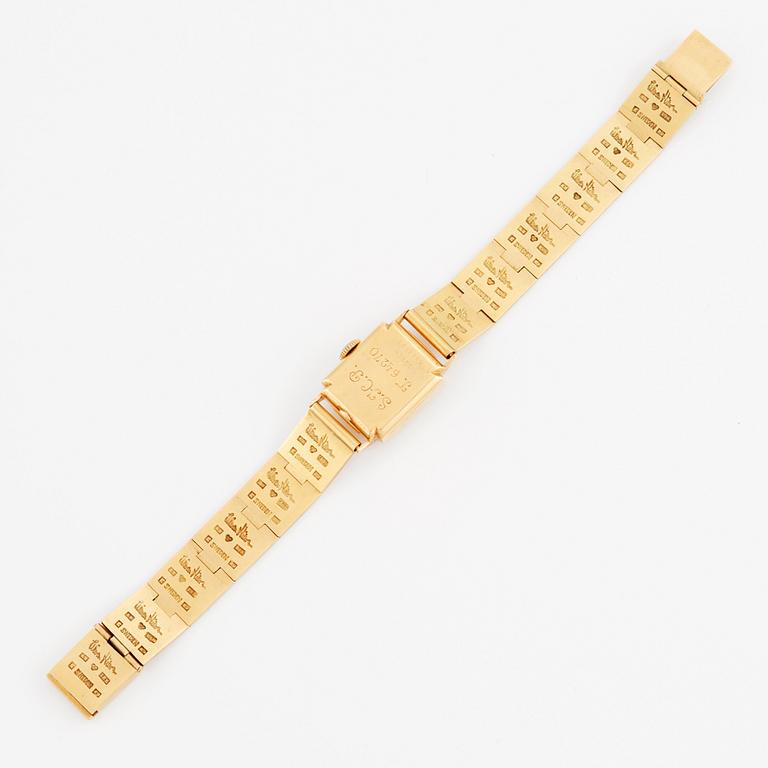 armband 18K guld, Lund 1955 med ett armbandsur Universal.