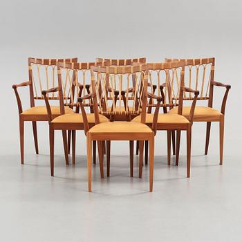 Josef Frank, a set of six mahogany and rattan armchairs, Svenskt Tenn, model 1165.