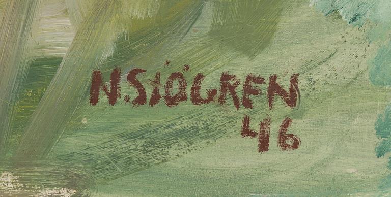 Nils Sjögren, oil on panel, signed and dated -46.