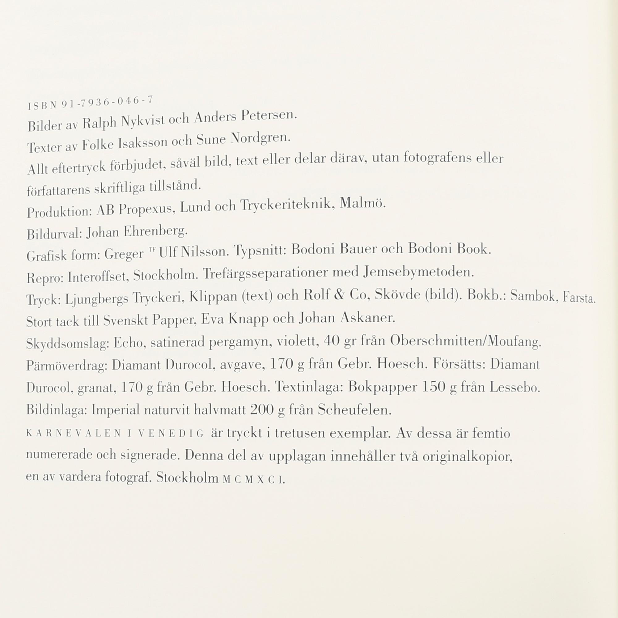 BOK, Ralph Nykvist och Anders Petersen, Karnevalen i Venedig.