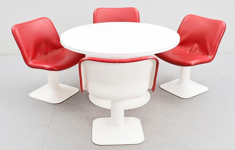 BORD samt STOLAR, 5 delar, Yrjö Kukkapuro för Haimi, 1970-tal.