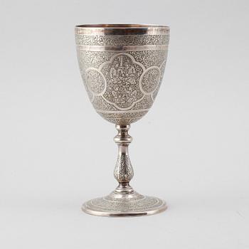POKAL, silver, orientalisk, sannolikt 1900-tal. Vikt ca 259 gram.