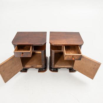 Bedside tables, a pair, first half of the 20th century.