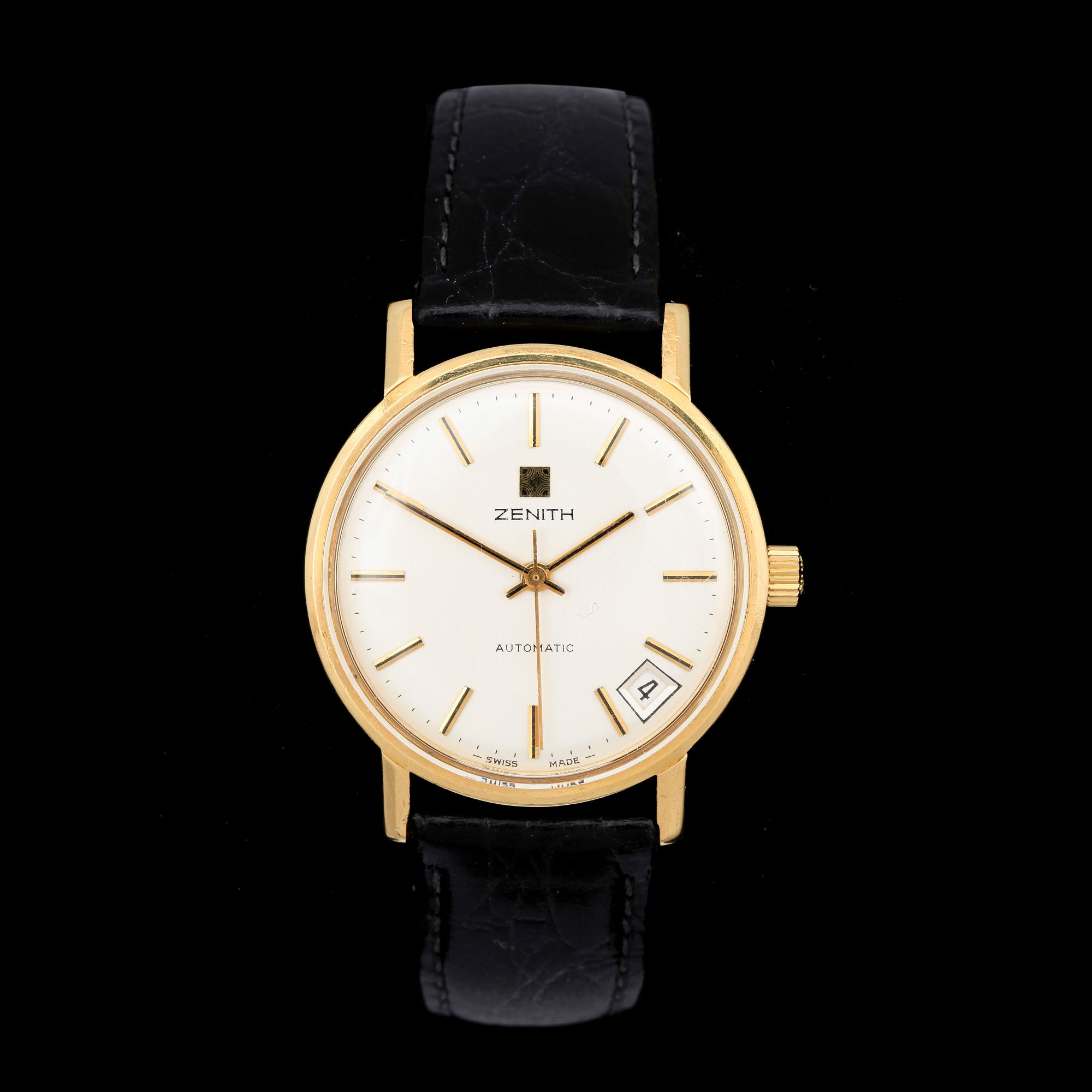 HERRARMBANDSUR, 18 k guld, Zenith, bär dat 1976.