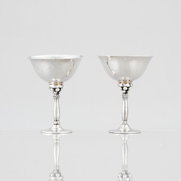 Harald Nielsen, a set of eight sterling cocktail glasses, Georg Jensen, Copenhagen 1933-77, design nr 479 and 479A.
