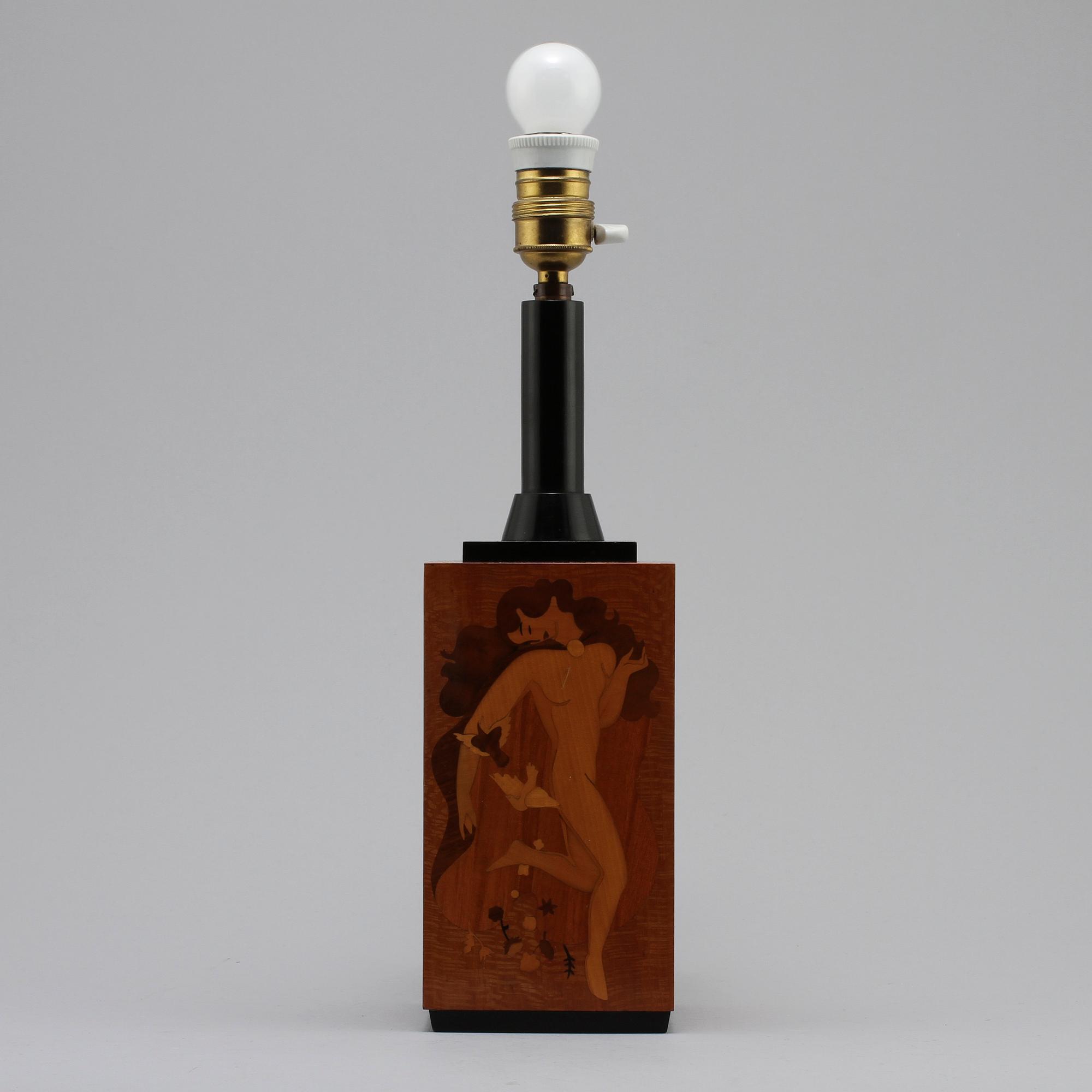 BIRGER EKMAN, bordslampa, "Persephone", Mjölby Intarsia, 1937.