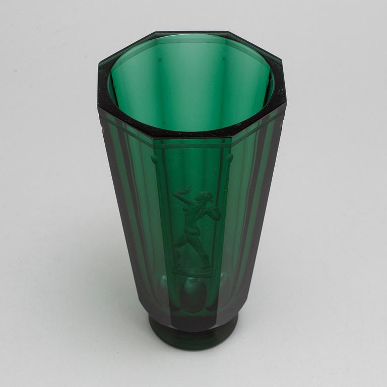 SIMON GATE, vas, glas, Orrefors, signerad, 1930-tal.