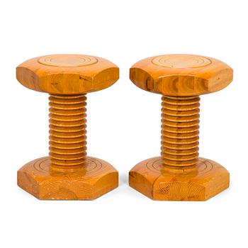 A set of two 1960/70s pine stools.
