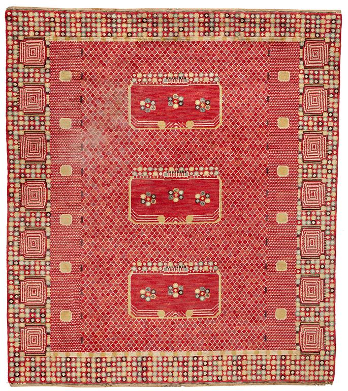Barbro Nilsson, MATTO, "Krabban", knotted pile, ca 334 x 296 cm, signed AB MMF BN.