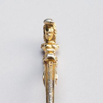 A parcel-gilt Baroque silver spoon, 18th century.