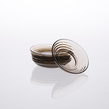 TALLRIKAR, 16 ST, glas, "Bölgeblick" Aino Aalto, 1900-talets första hälft.