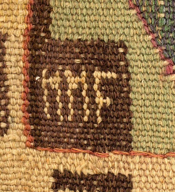 VÄVNAD detalj ur vävnaden ”Juniblommor” gobelängteknik 34 x 32 cm. Signerad MMF (Märta Måås-Fjetterström).
