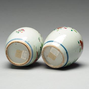 Two famille rose caddies, Qing dynasty, 18th century.