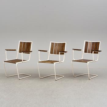 Three garden chairs, mid 20th Century.