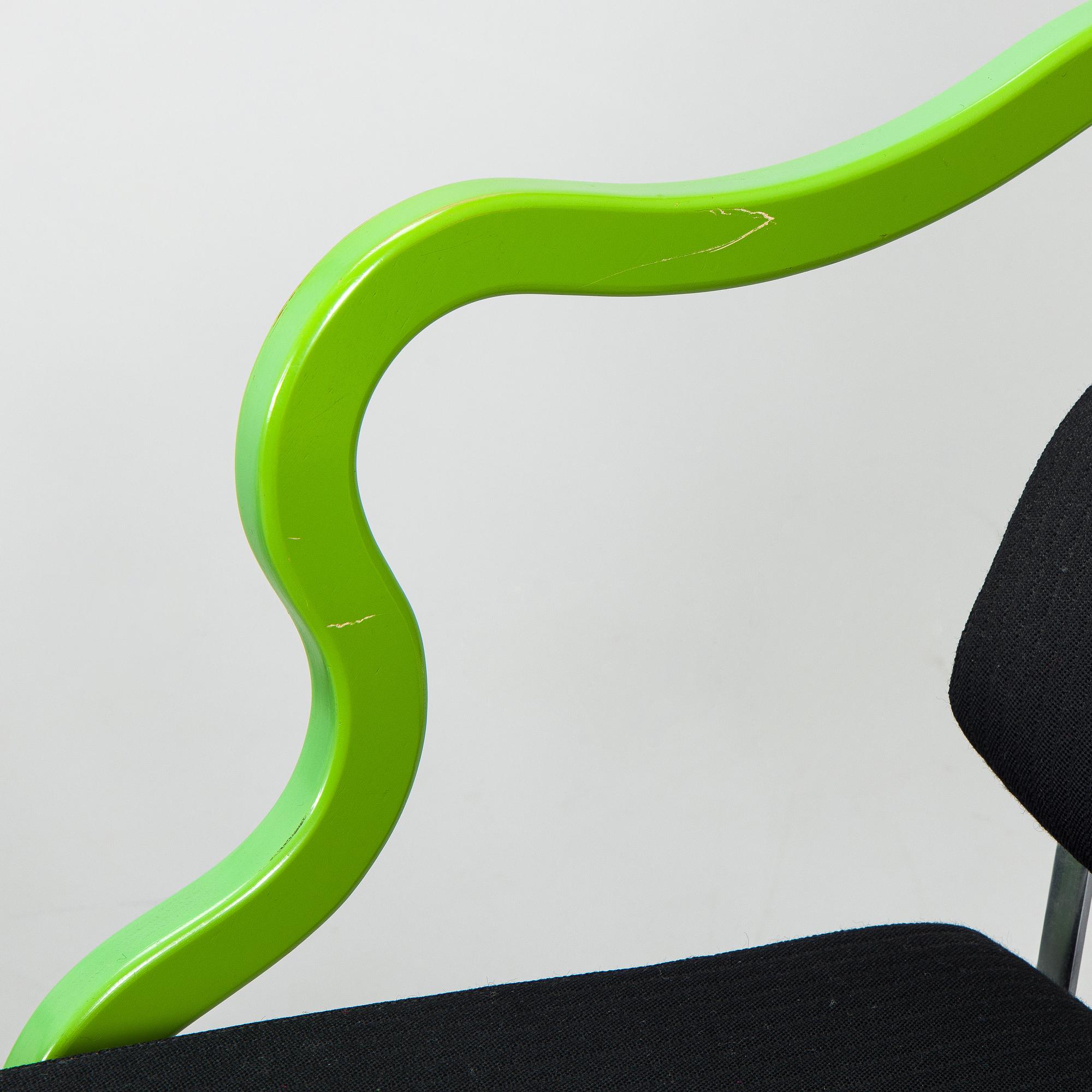Yrjö Kukkapuro, A pair of 1980s 'Experiment' open armchairs for Avarte, Finland.