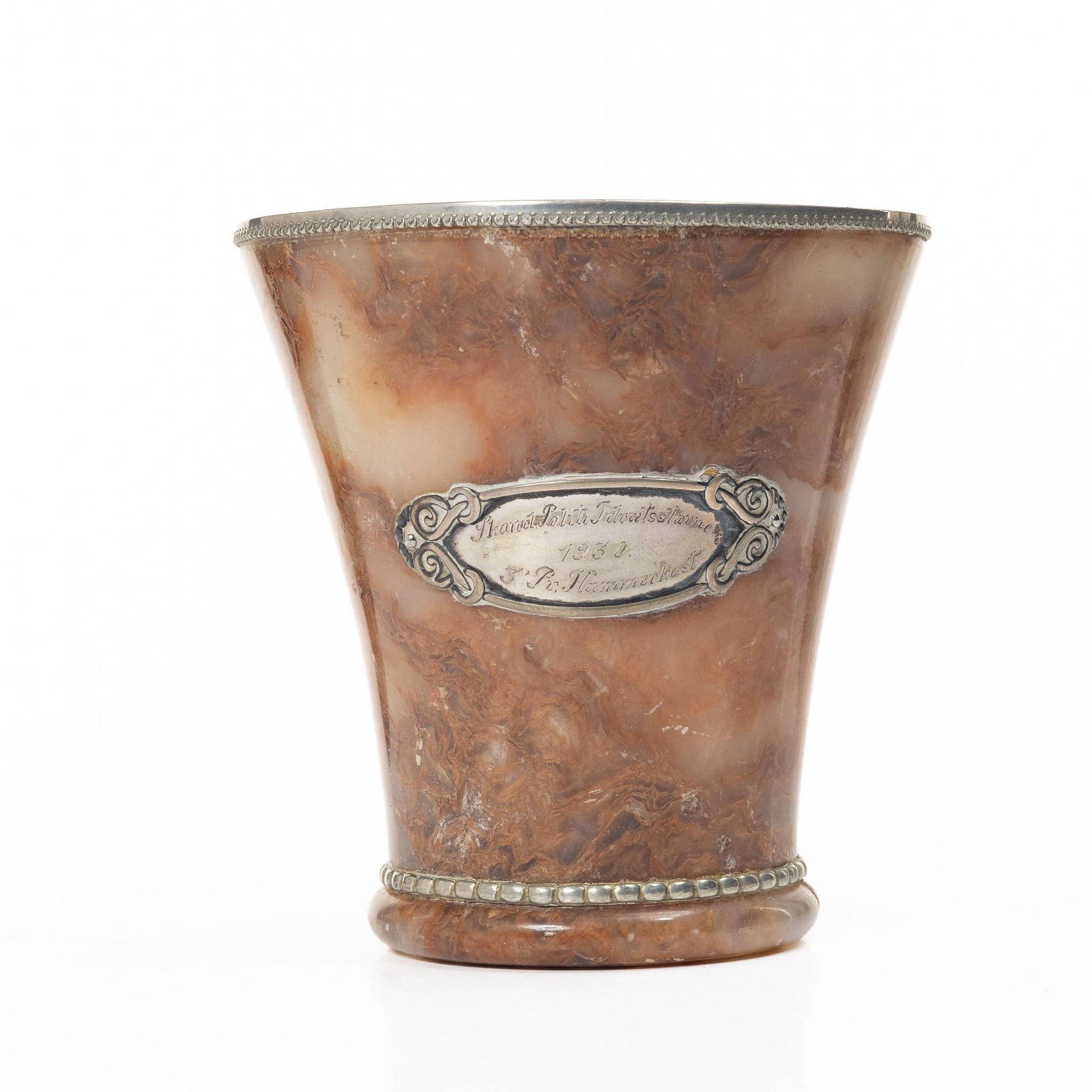 Prize cup, third place in hammer throw, 1930.