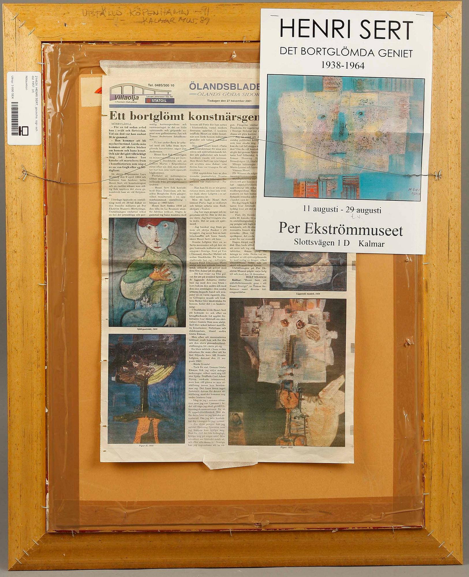 HENRI SERT, gouache, sign och dat 1957.