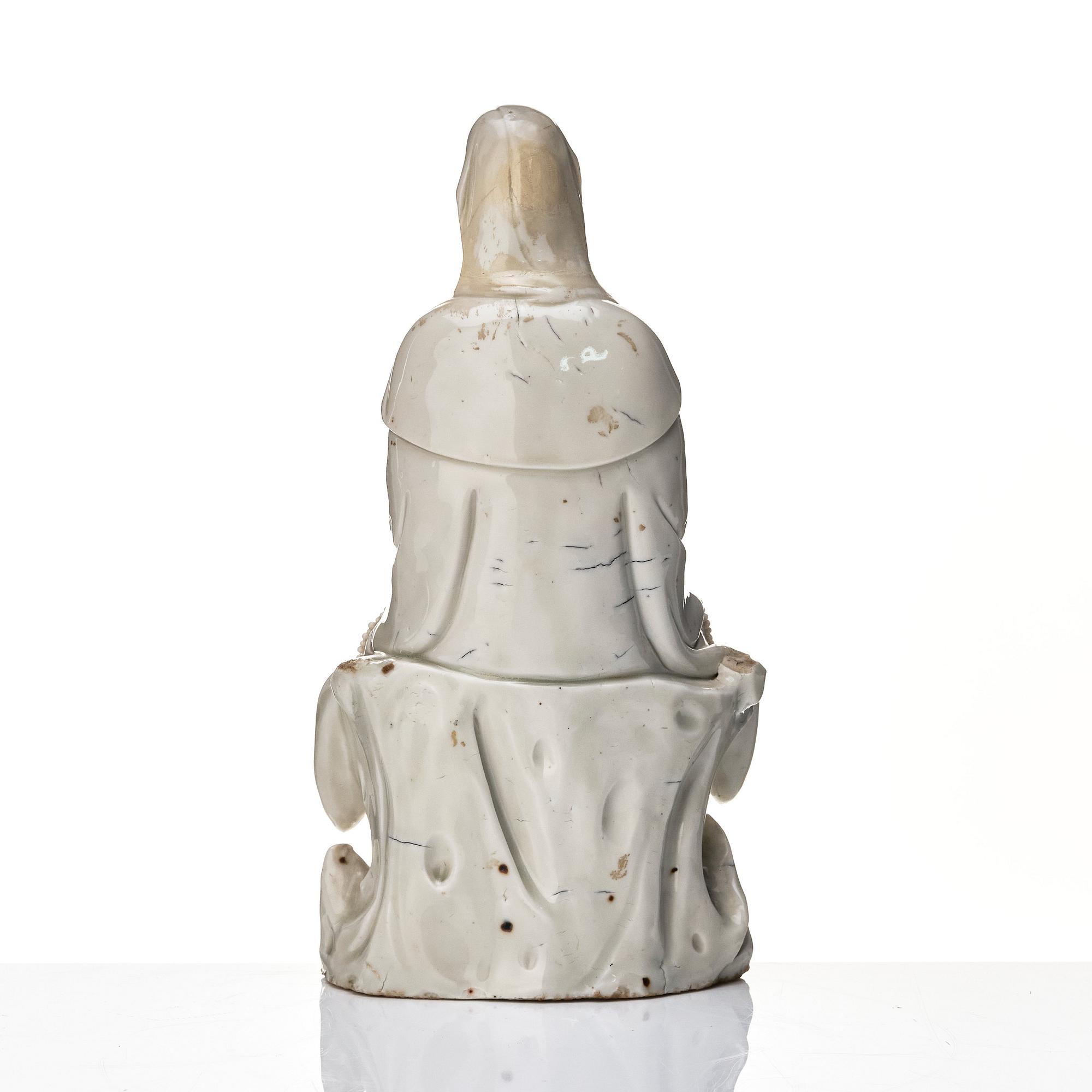 A Chinese blanc de chine figure of Guanyin, Qing dynasty, 18th Century.