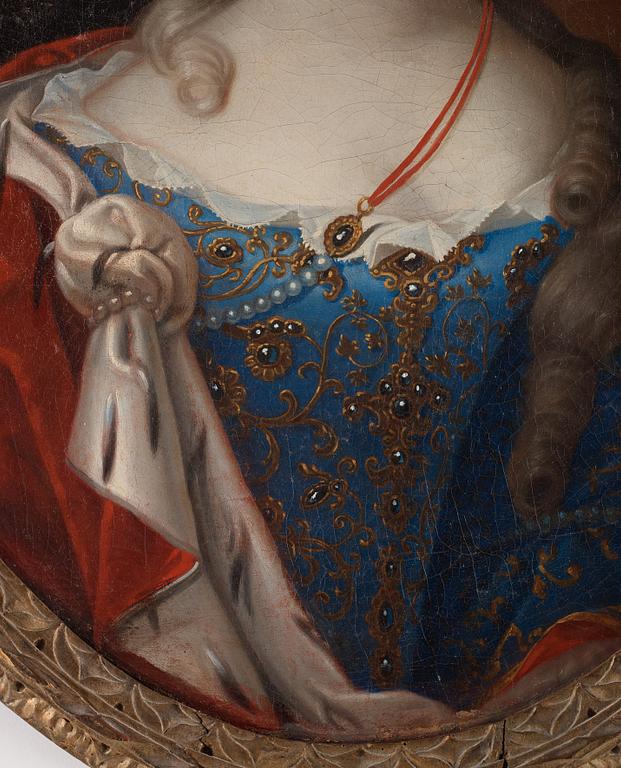 Daniel de Savoye, Porträtt av dam i blå klänning.