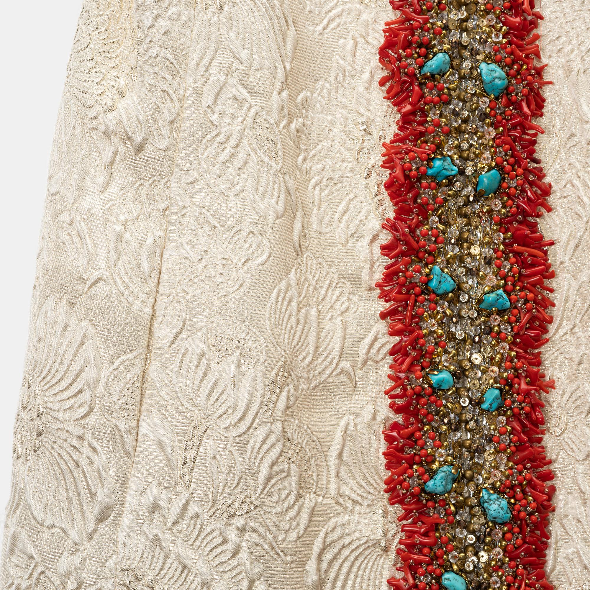 Balenciaga, a silk dress with turquoises and coral, size 36.