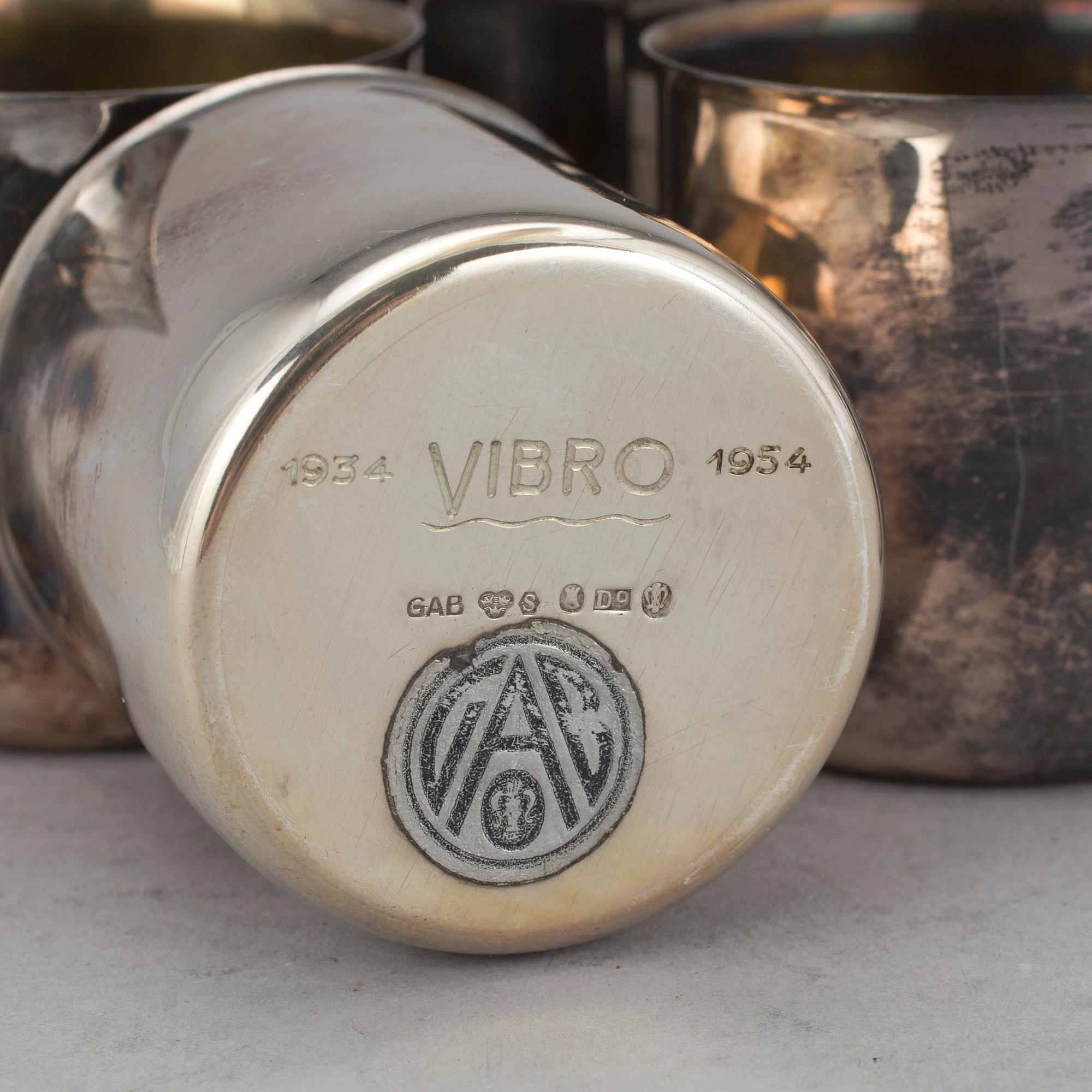 SUPKOPPAR, 11 st, silver, GAB, Stockholm 1954. Vikt tot ca 277 gram.