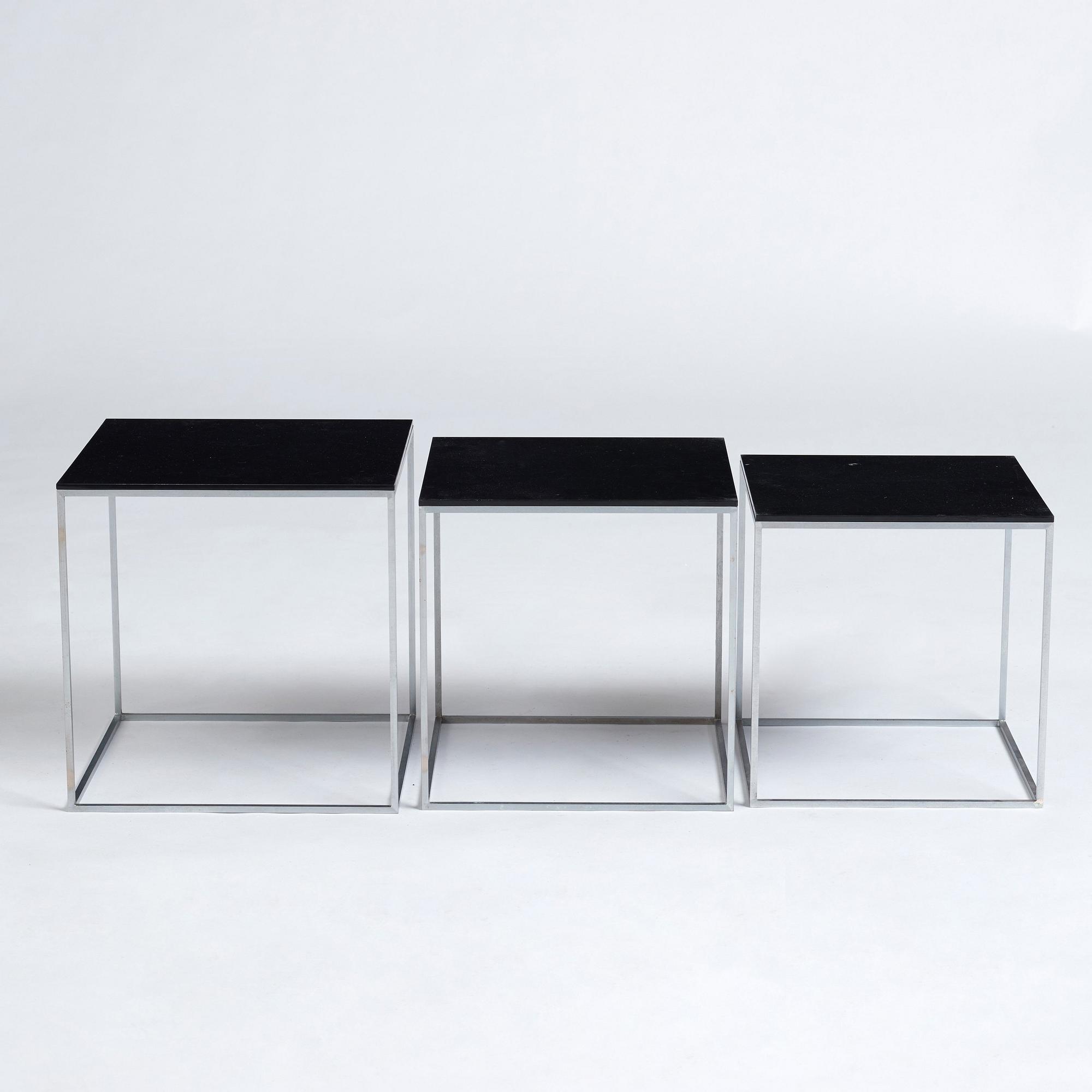 Poul Kjaerholm, a set of "PK-71" occasional tables, probably for E Kold Christensen, Denmark.