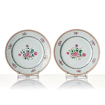 A set of six famille rose diner plates, Qing dynasty, Qianlong (1736-95).