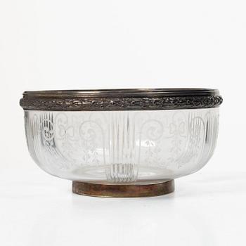 A French silver and glass bowl, mark of Georges Falkenberg, Paris, early 20th century.