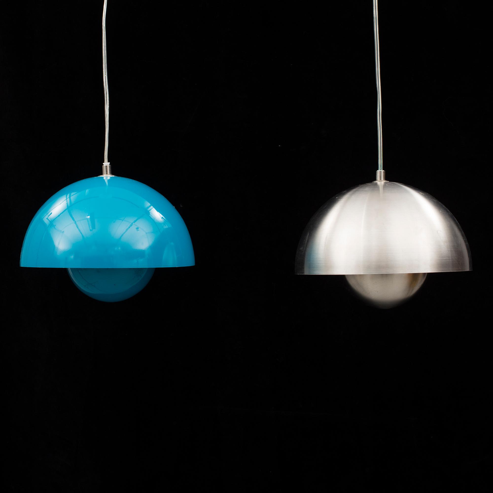 TAKLAMPOR, 2 st, "Flowerpot", Verner Panton, Danmark, 1900-talets andra hälft.