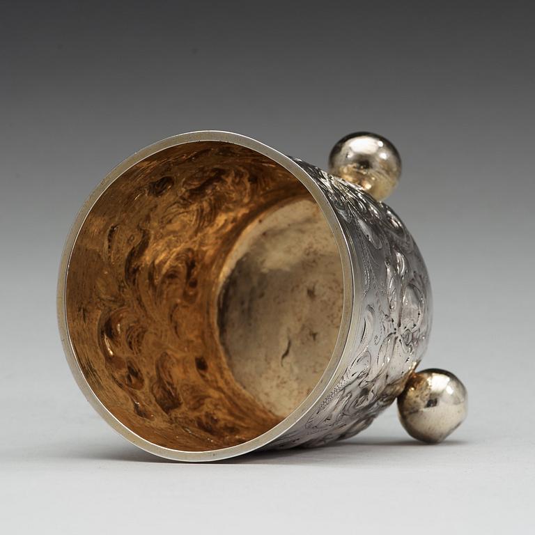 A Swedish 17th century parcel-gilt beaker, mark of Johan Wefwer (Linköping 1672-1705).