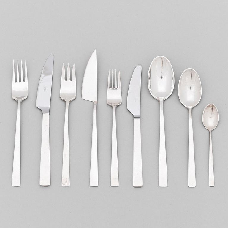 BERTEL GARDBERG, a 108-piece set of "Birgitta" silver cutlery, marked BG, Hopeatehdas oy, Helsinki 1956-61.