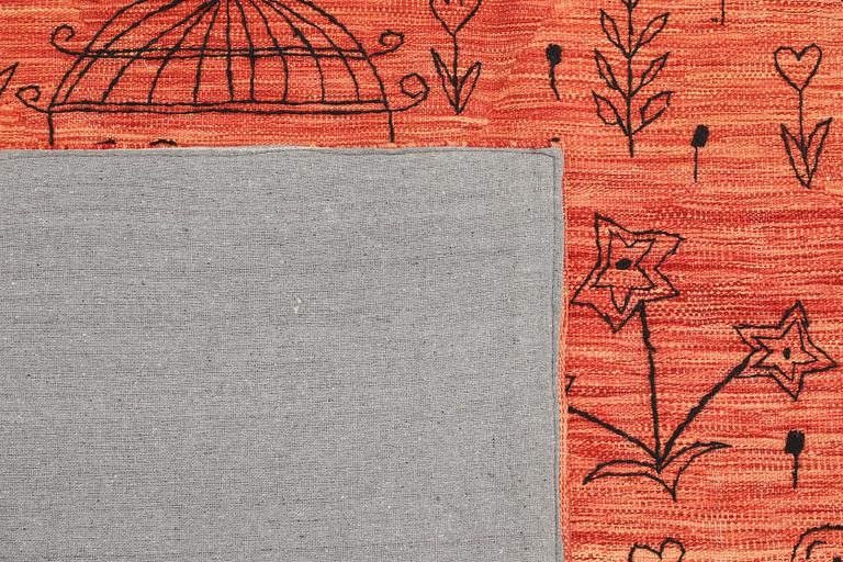 A hand-embroidered Kilim rug, approx. 209 x 171 cm.