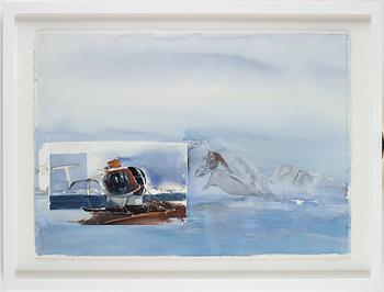 Lars Lerin, "Helikoptern landar mitt i motivet – Marguerite Bay".