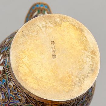 A set of Russian silver-gilt and enamel (7 pieces).