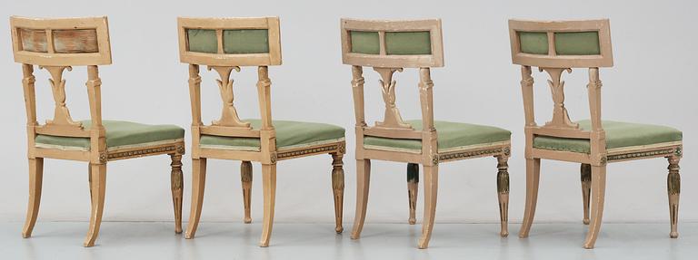 Four late Gustavian circa 1800 chairs.