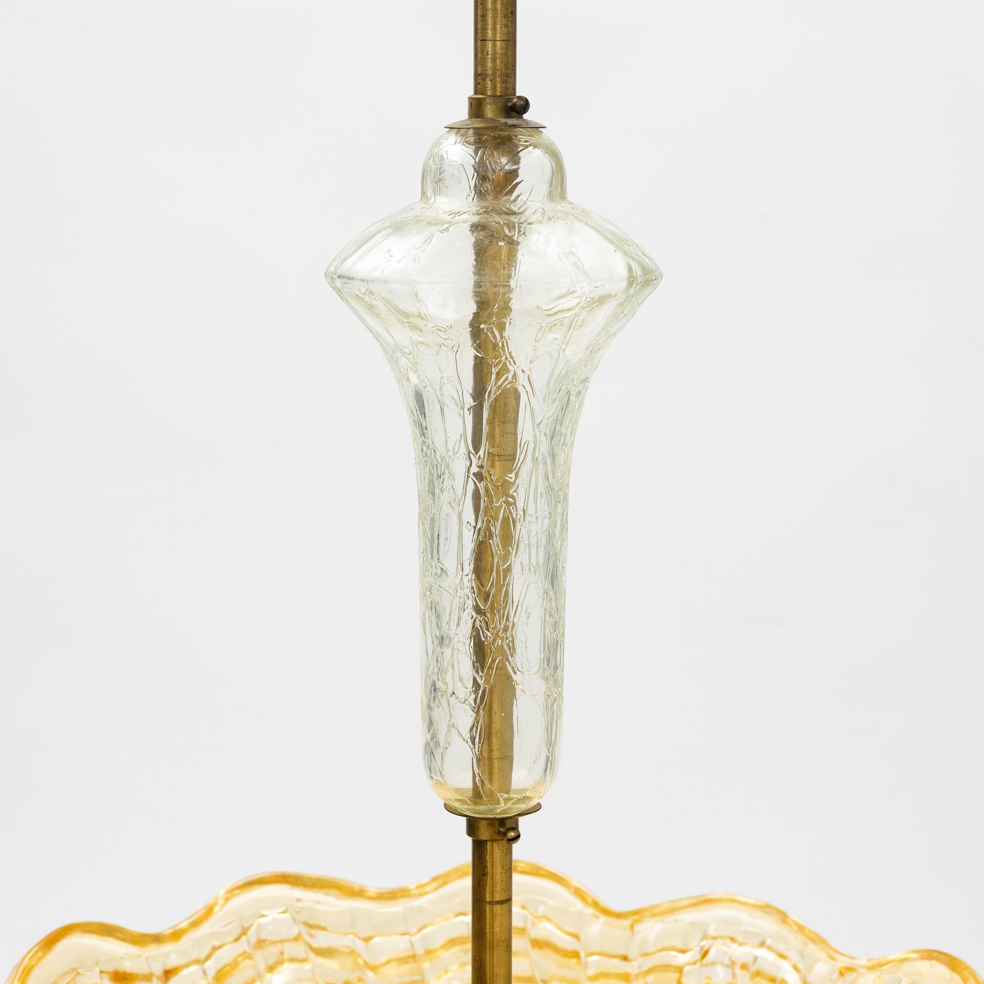 Taklampa, Swedish Modern, Orrefors, 1940-tal.