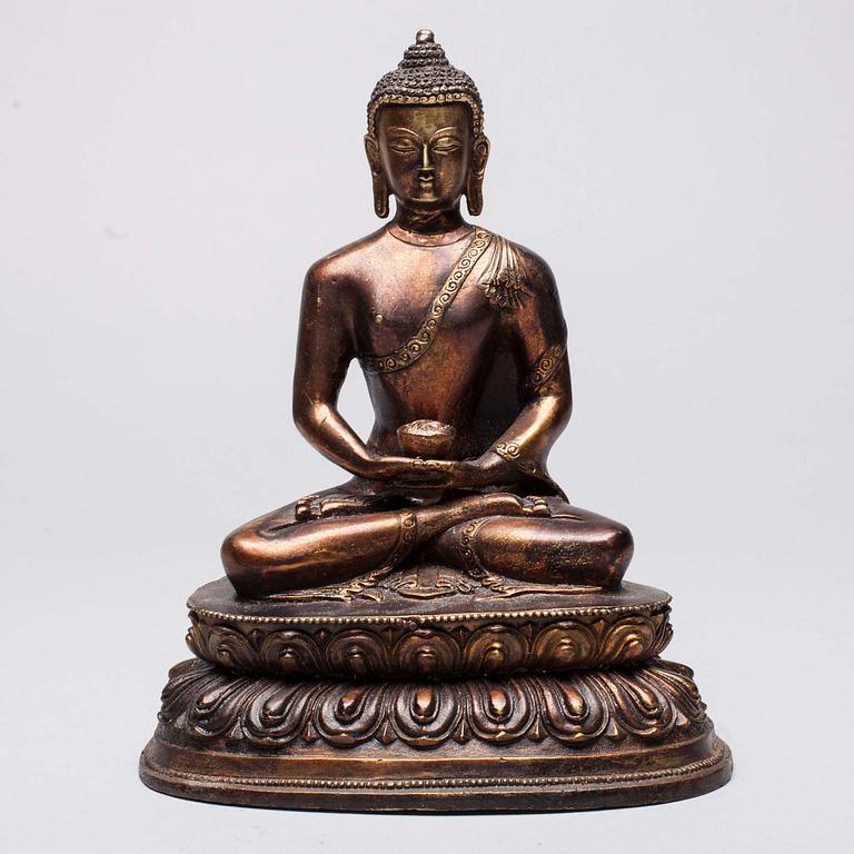 BUDDHA, patinerad mässing, Tibet, 1900-talets senare hälft.